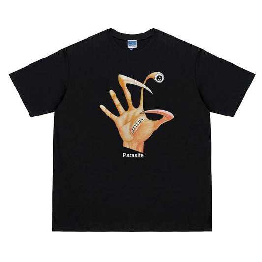 Parasyte "Hand Blade Attack" Vintage Oversized Tee Anime T-shirt 100% Cotton Original Design Men's Top for Fans DTG Printing Menswear Tshirt Streetwear Tropical Crewneck Shortsleeve