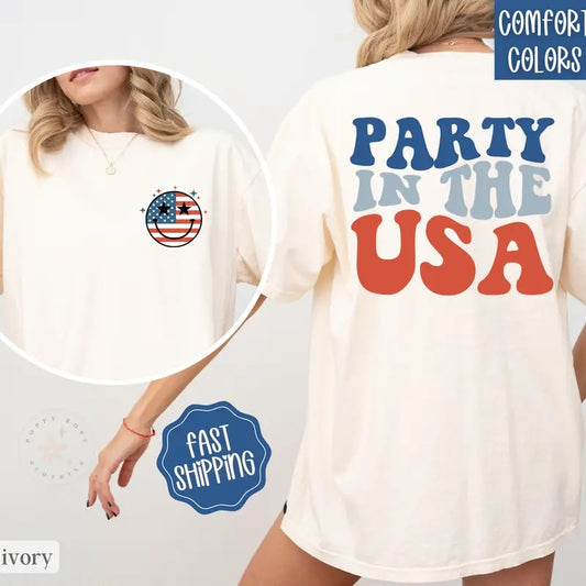 Party In The USA Shirt Comfort Colors, July 4th Shirt, Oversized Graphic Tshirt, America Tshirts