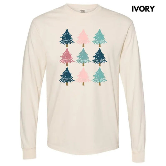 Pastel Tree Collage Long Sleeve Comfort Colors T-Shirt