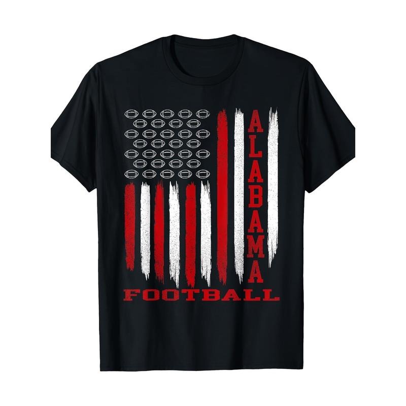 Patriotic American Flag Alabama Football Season Party T-shirt - 220g made in usa