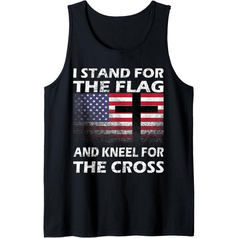 Patriotic Gift I Stand For The Flag And Kneel For The Cross Tank Top made in USA