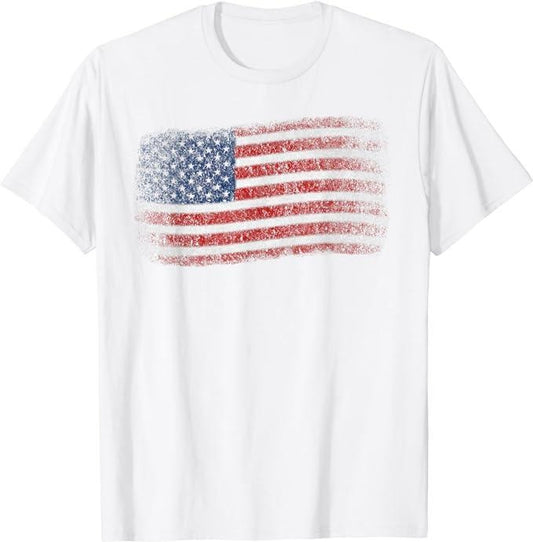 Patriotic Shirts For Men, American Flag 4th of July Vintage USA Flag T-Shirt Menswear Casual Cotton Fashion Top