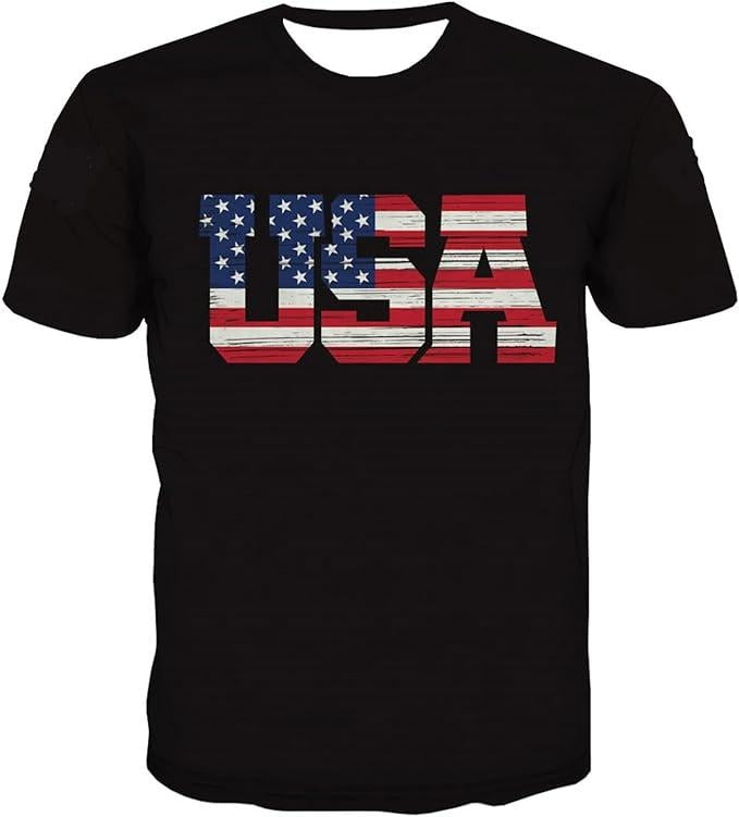 Patriotic Shirts For Men, American Flag T Shirt Men July 4th Patriotic USA Stars and Stripes T-Shirt Menswear Top Casual Cotton Basic Fashion