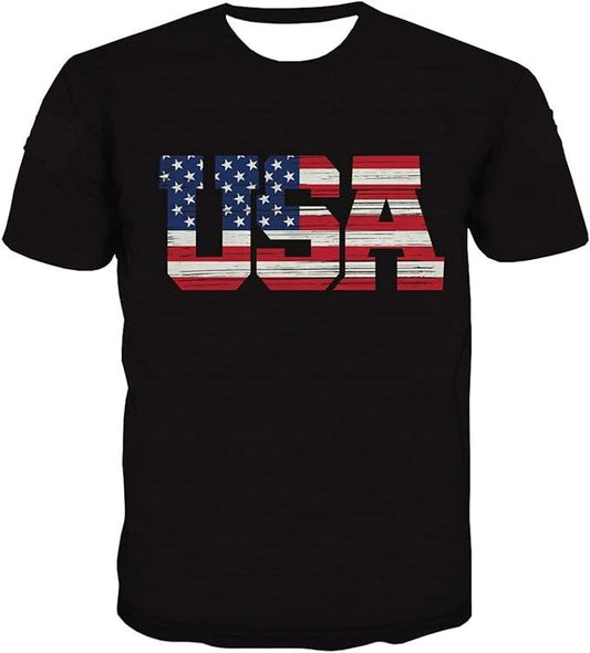 Patriotic Shirts For Men, American Flag T Shirt Men July 4th Patriotic USA Stars and Stripes T-Shirt Menswear Top Casual Cotton Basic Fashion
