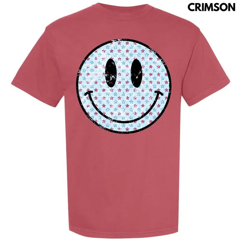 Patriotic Stars Happy Face Comfort Colors T-Shirt 'NLB'