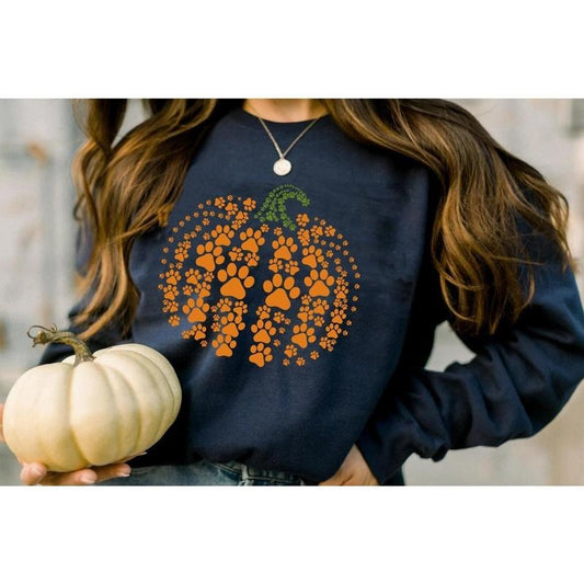 Paw Pumpkin Shirt Paw Print Shirt Pumpkin Dog Shirt Dog Halloween Shirtretro Pumpkin Halloween Shirt Halloween Sweatshirtthanksgiving TK43GN