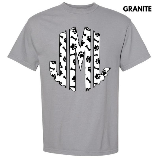 Paws & Bones Monogram Comfort Colors T-Shirt 'NLB'