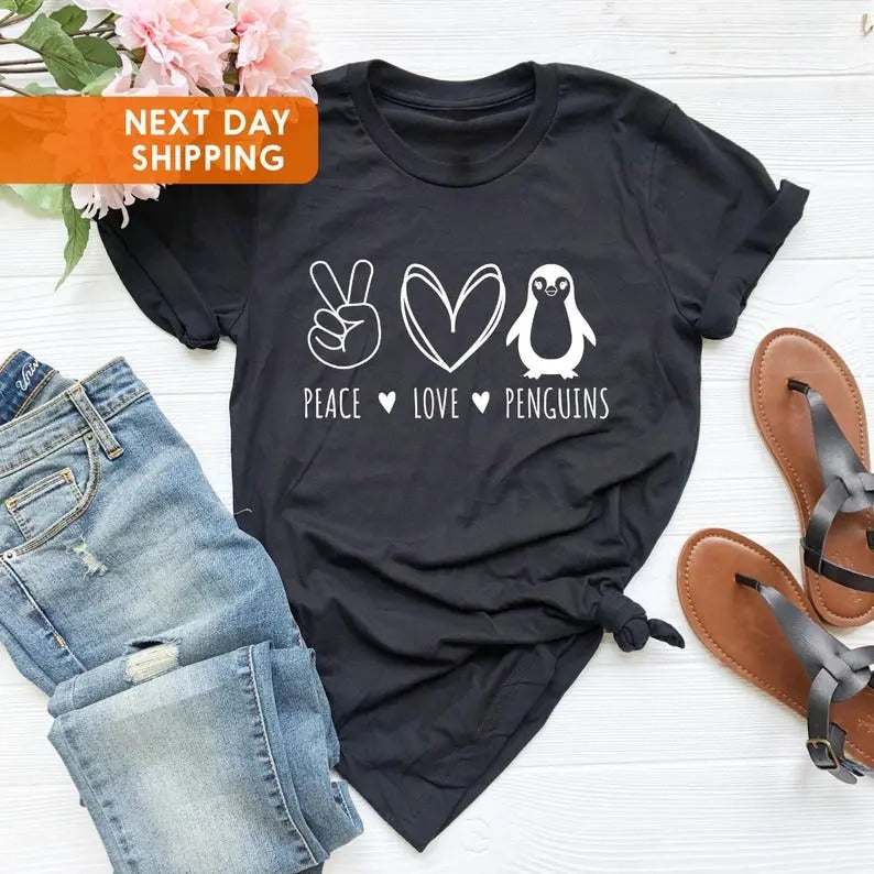 Peace Love Shirt, Peace Lover Shirt, Peace Love Shirt, Penguins Fan Shirt,Penguin Lover, Gift For Her