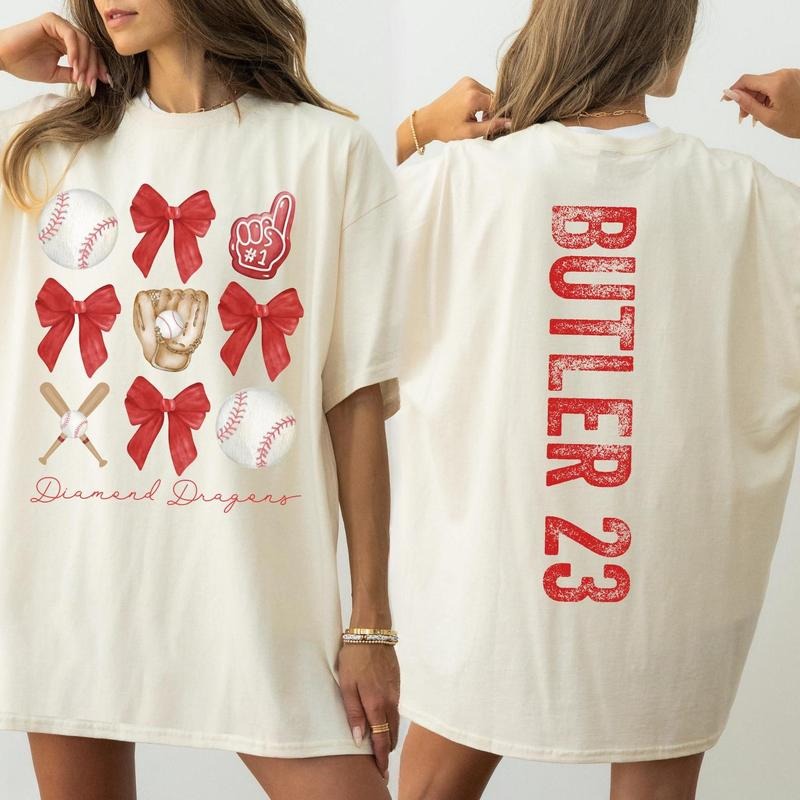 Personalized Baseball Mama Shirt with Bow, Team Mom T Shirt with Kid Name number, Mascot Custom J0rs.ey, Tball Mom Shirt, Baseball Sister Tee