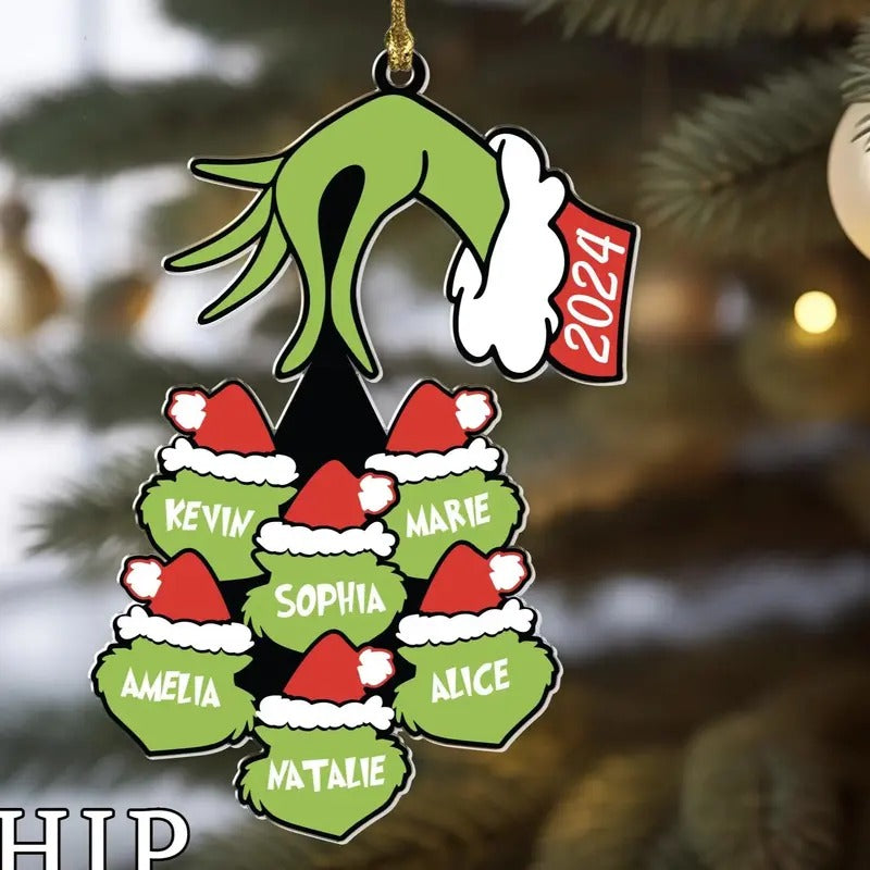 Personalized Gr.nch Family Name Christmas 2024 Tree Acrylic Ornament, Custom Kids Name Ornament, Gift For Grandma, Christmas Family Gift