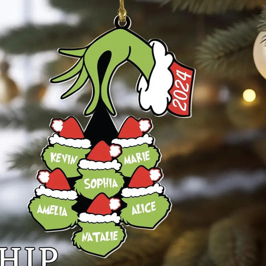 Personalized Gr.nch Family Name Christmas 2024 Tree Acrylic Ornament, Custom Kids Name Ornament, Gift For Grandma, Christmas Family Gift