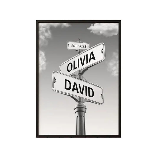 Personalized Name Vintage Street Sign Canvas Print, Best Gift For Couple, Gifts For Fiancee Wife, Poster Prints No Frame, Custom Name, Wall Art Room Decor, Gifts For Birthday Christmas Anniversary