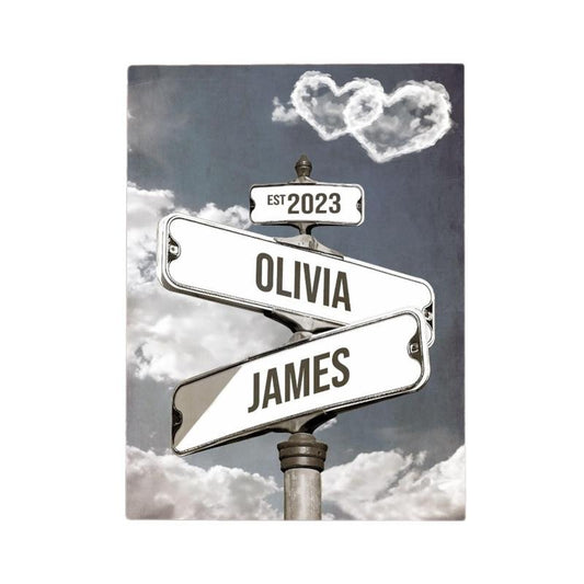 Personalized Name Vintage Street Sign Canvas, Custom Name Date Sign, Gifts For Spouse Couple, Poster Prints No Frame, Custom Name, Wall Hanging Decor, Gifts For Birthday Christmas Anniversary