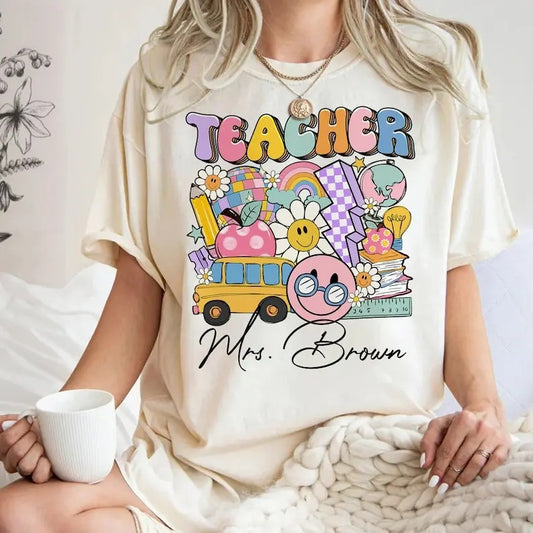 Personalized Retro Teacher Name Shirt, Custom Teacher Name Tshirt, Gift For Teacher, Teacher Appreciation Gifts, Thank You Teacher Gifts