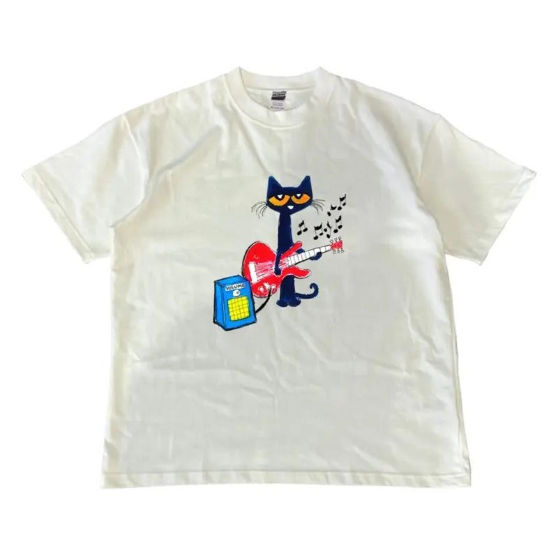 Pete The Cat Playing Guitar Shirt - Baby Cute Graphic Shirt - Gift For BoyFriends - Gift For HerFriends - Menswear Womenswear Streetwear