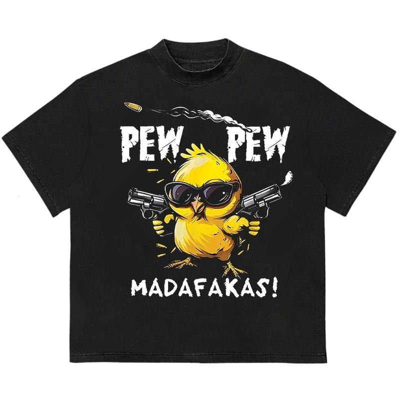 Pew Pew Madafakas T-Shirt Cool Gift for Him Vintage Graphic Retro Design