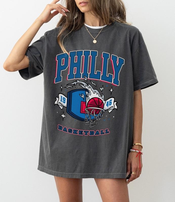 Philadelphia Basketball T-Shirt, Vintage Philadelphia Basketball Shirt, Unisex Philadelphia Shirt, Retro Philadelphia Shirt, Graphic Philadelphia Basketball T-Shirt Casual Cotton