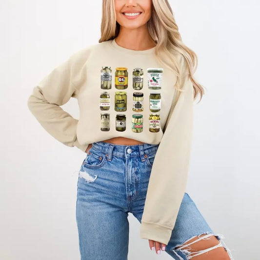 Pickle Sweatshirt, Retro Pickle Sweater, Vintage Canned Pickles Crewneck, Pickle Jar Shirt, Vintage Sweatshirt, Women Christmas Gift