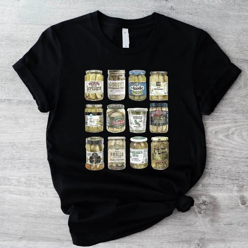 Pickles Jars Shirt, Unisex Canned Pickles T-Shirt, Pickles Lover Gift Tee, Preserved Food T-Shirt, Canning Season Tee, Vintage Jars Short Sleeve.
