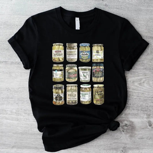 Pickles Jars Shirt, Unisex Canned Pickles T-Shirt, Pickles Lover Gift Tee, Preserved Food T-Shirt, Canning Season Tee, Vintage Jars Short Sleeve.