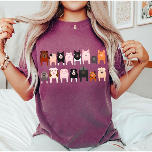 Pig Breeds Farm Animal Lover T-Shirtstyle{n002}2