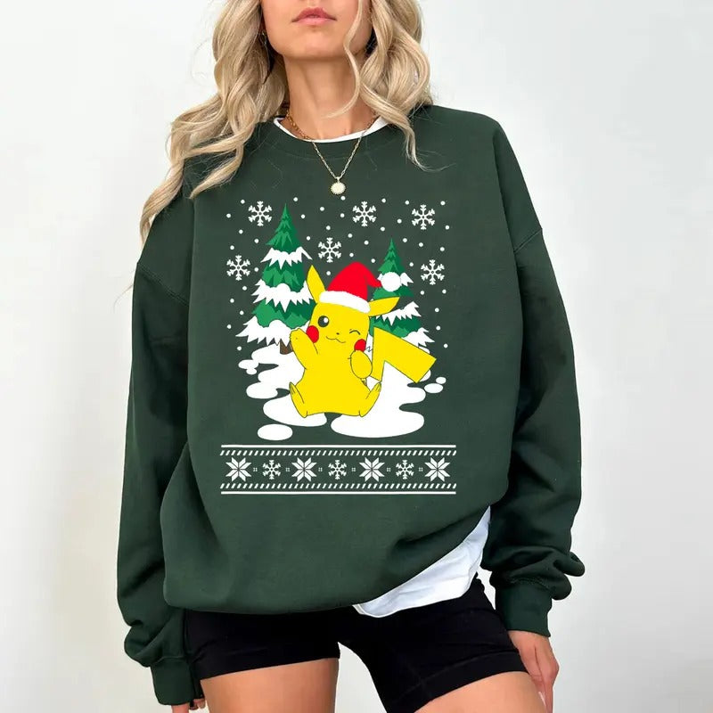 Pikachu Christmas Sweatshirt, Christmas Shirts for Anime Lovers, 90's Pokemon Lovers Christmas SweatShirt, Christmas Gifts For Pokemon Lovers, Pokémon Christmas Sweatshirt, Christmas Pokemon Shirt, Merry Christmas Shirt, Xmas Pikachu Shirt