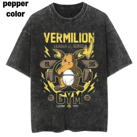 Pikachu Gym Vermilion Shirt, Pikachu Vintage Tee , Pikachu Shirt, Pikachu Merch, Gym Shirt, Anime Pokemon Shirt, Pokemon Merch, Manga Shirt, Pokemon for fan, Gift for him, Gift for her Menswear Top Streetwear Shortsleeve Underwear Casual Crewneck