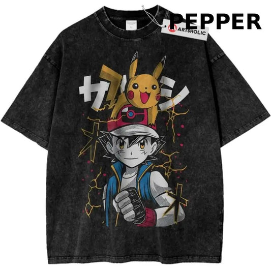 Pikachu vs Ash Ketchum Shirt, Pokemon Shirt, PKM Shirt, Anime Shirt, Vintage T-Shirt
