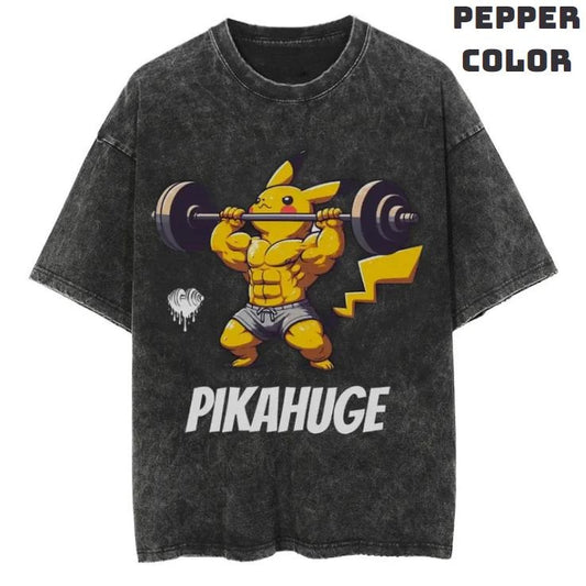 Pikahuge Gym Vintage Graphic Tees, Pikachu T-Shirt, Pokemon Shirts, Vacation Outfits, Unisex Anime Manga Shirt Top Menswear Womenswear Streetwear