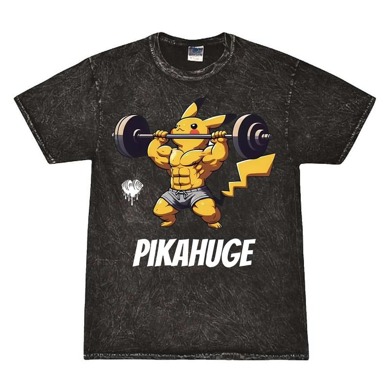 Pikahuge Vintage Graphic Tees, Pikachu T-Shirt, Pokemon Anime Shirt, Unisex Gym T-Shirt, Gift For Men Women, Menswear Womenswear Cotton