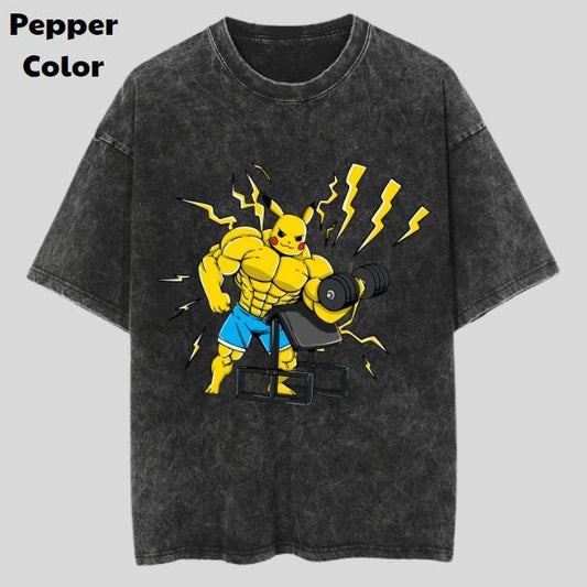 Pikahuge Vintage Graphic Tees, Pikachu T-Shirt, Pokemon Anime Shirt, Unisex Gym T-Shirt, Gift For Men Women, Menswear Womenswear Streetwear