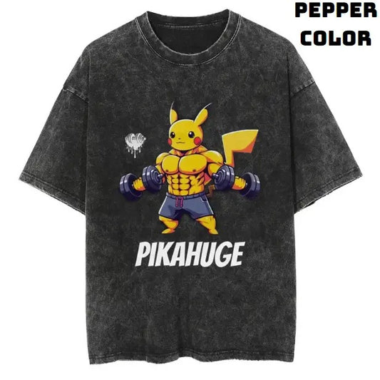 Pikahuge Vintage Graphic Tees, Pikachu T-Shirt, Pokemon Gym Shirts, Pokemon Stuff, Unisex Anime Manga Shirt Top Menswear Womenswear Streetwear