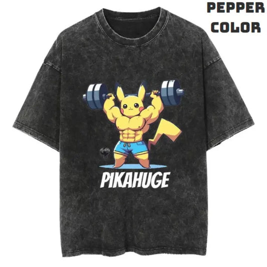 Pikahuge Vintage Tee, Pikachu Gym T-Shirt, Pokemon Tee, Anime Shirt, Animation Graphic Tees, Gym Shirt, Unisex T-Shirt, Gift For Men Women