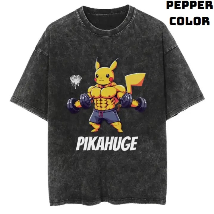 Pikahuge Vintage Tee, Pikachu T-Shirt, Pokemon Tee, Anime Shirt, Animation Graphic Tees, Gym Shirt, Unisex T-Shirt, Gift For Men Women