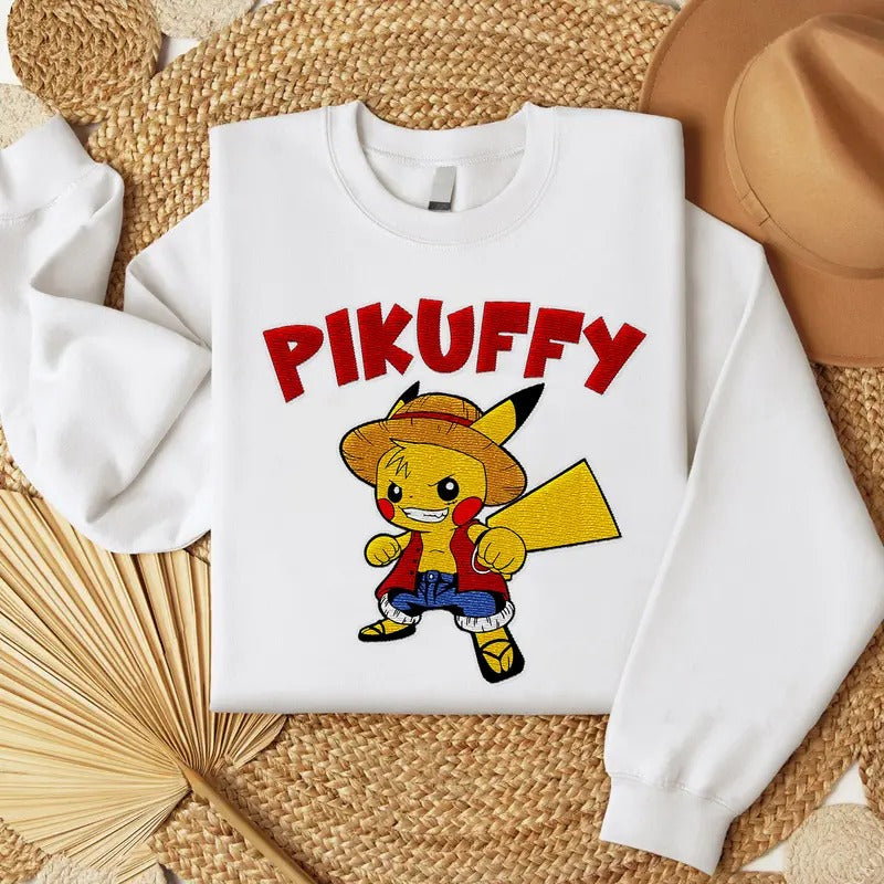 Pikuffy Embroidered Shirt, Anime Embroidered Sweatshirt, Favorite Character Embroidered Shirt