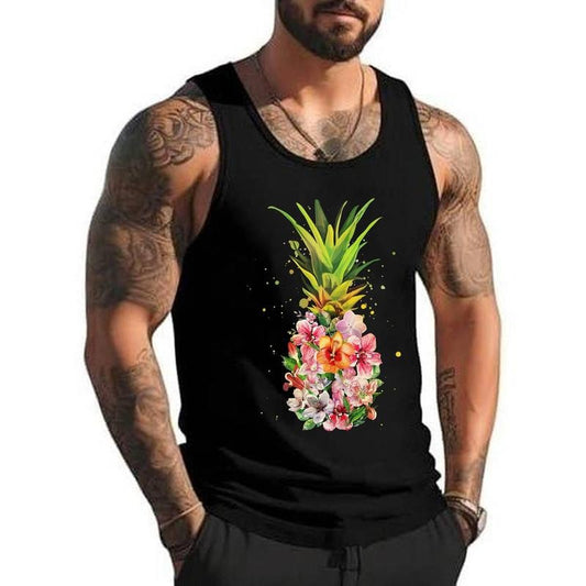Pineapple Aloha Beaches Hawaiian Flowers Hawaii Summer Gifts Unisex Tank Top, Cotton, Size S-3XL