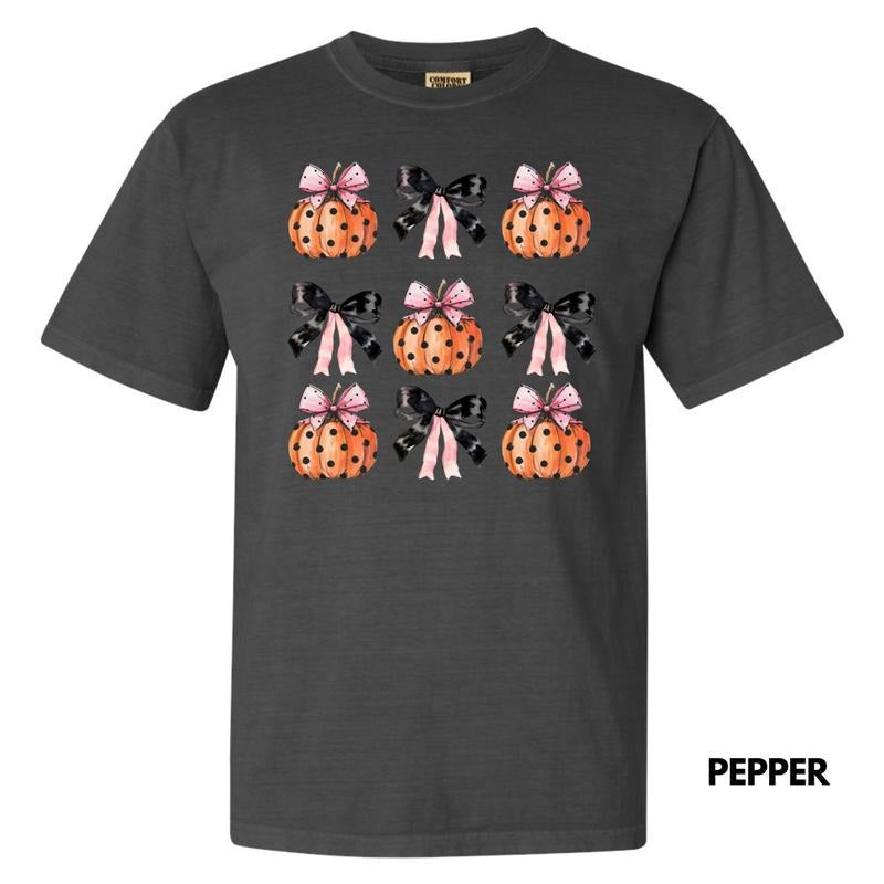 Pink & Black Pumpkin Coquette Comfort Colors T-Shirt 'NLB'