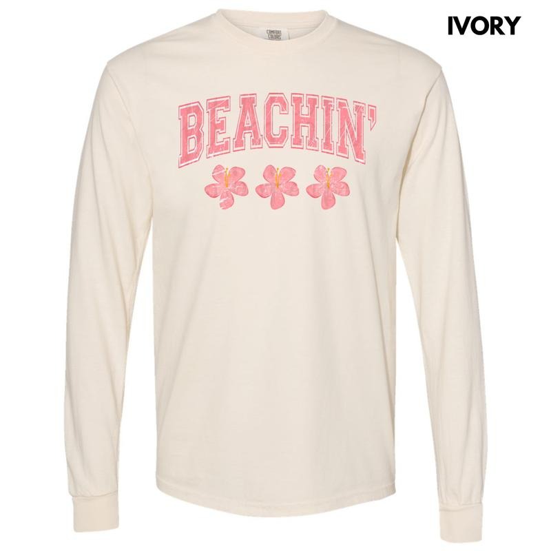 Pink Beachin' Long Sleeve Comfort Colors T-Shirt