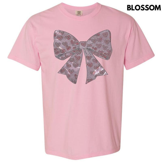 Pink Bow With Hearts SPANGLE Comfort Colors T-Shirt