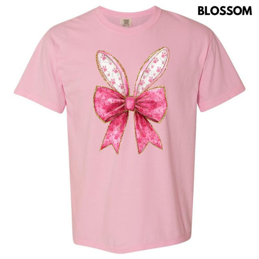 Pink Bunny Ear Bow Comfort Colors T-Shirt
