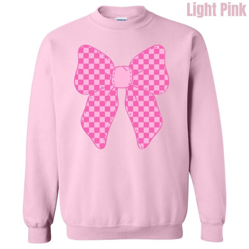 Pink Checker Bow Sweatshirt 'NLB'
