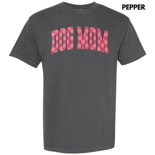 Pink Checker Dog Mom Comfort Colors T-Shirt