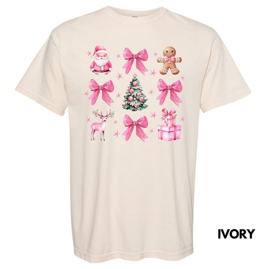 Pink Coquette Christmas Collage Comfort Colors T-Shirt 'NLB'