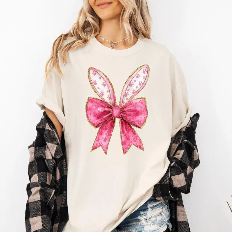 Pink Coquette, Rabbit Ears, Easter, Bunny, Jesus, Rabbit, Holiday Tshirt, Women's Comfort Colors Tee