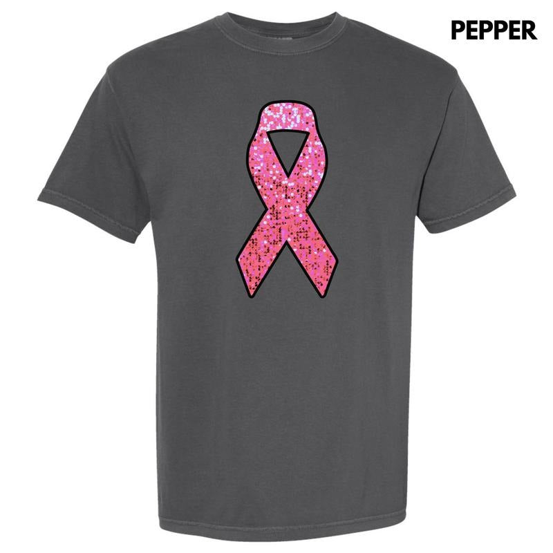 Pink Faux Glitter Ribbon Comfort Colors T-Shirt 'NLB'