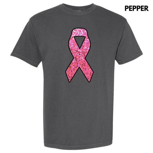 Pink Faux Glitter Ribbon Comfort Colors T-Shirt 'NLB'