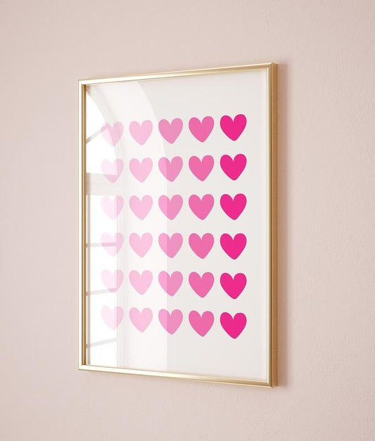 Pink Poster, Preppy Heart Wall Art, Pink Art Prints, Trendy Prints, Preppy Dorm Decor, Funky Print, Dorm Room Decor, Poster Prints No Frame, Gifts For Friends Wall Art Decor, Wall Art Home Decor, Vintage Poster Art, Gifts For Birthday Landscape Photo