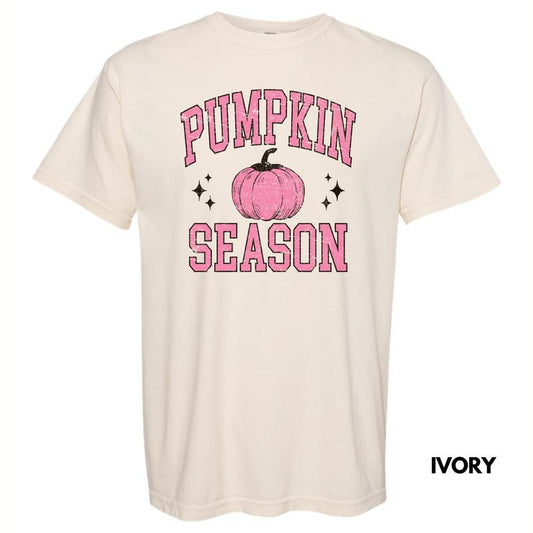 Pink Pumpkin Season Varsity Letter Comfort Colors T-Shirt 'NLB'