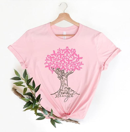 Pink Ribbon Tree Shirt, Cancer Tree Shirt, Breast Cancer Fighter Shirt, Breast Cancer Awareness Shirt, Pink Ribbon Shirt, Motivational Shirt