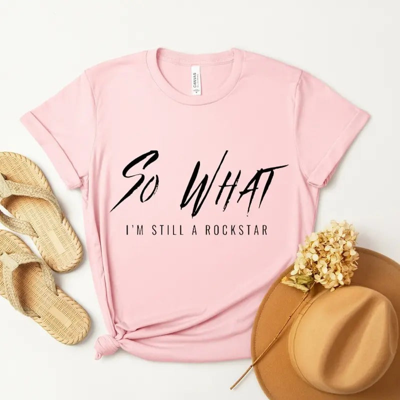Pink SO WHAT Shirt, Summer Carnival 2024, Trustfall Album Tee, Pink I'm Still a Rockstar, Music Festival Shirt, Pink Music Clothing, Cotton Crewneck Tee, Full Sizes, Full Colors, Unisex T-shirt for Men and Women, Classic Menswear, Womenswear Top Collar